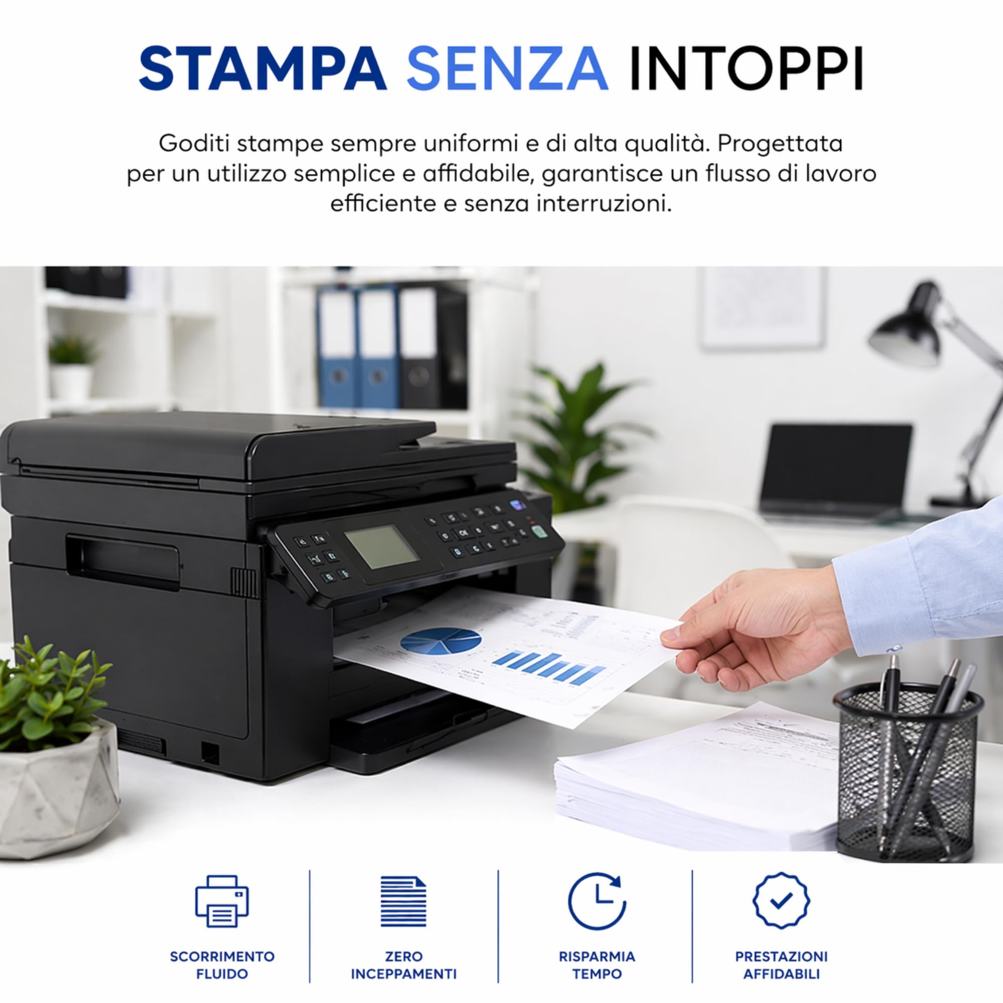 Risma Carta A4 500 Fogli 75g 21x29,7 cm per Stampante Inkjet Laser Fotocopiatrice