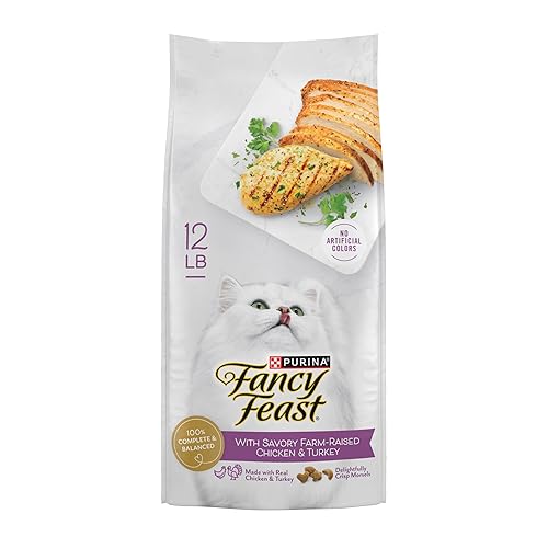 Purina Fancy Feast Dry Cat Food with Savory Farm-Raised Chicken and Turkey - 12 lb. Bag - Chicken & Turkey - 12 Pound (Pack of 1)