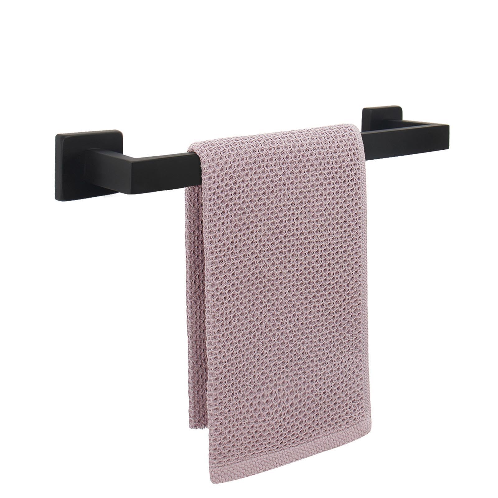 NearMoon Towel Bar, Bath Accessories Premium Thicken Stainless Steel Square Shower Towel Rack for Bathroom, Towel Holder Wall Mounted (1 Pack, Matte Black, 16 Inch)