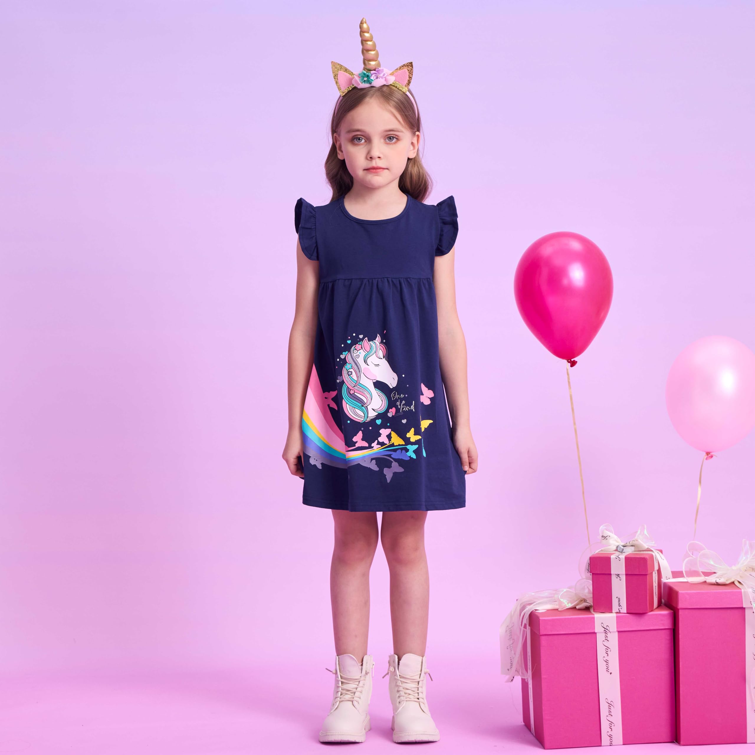 VIKITA Vestido Manga Larga Algodón Princesa Niñas 2-8 años