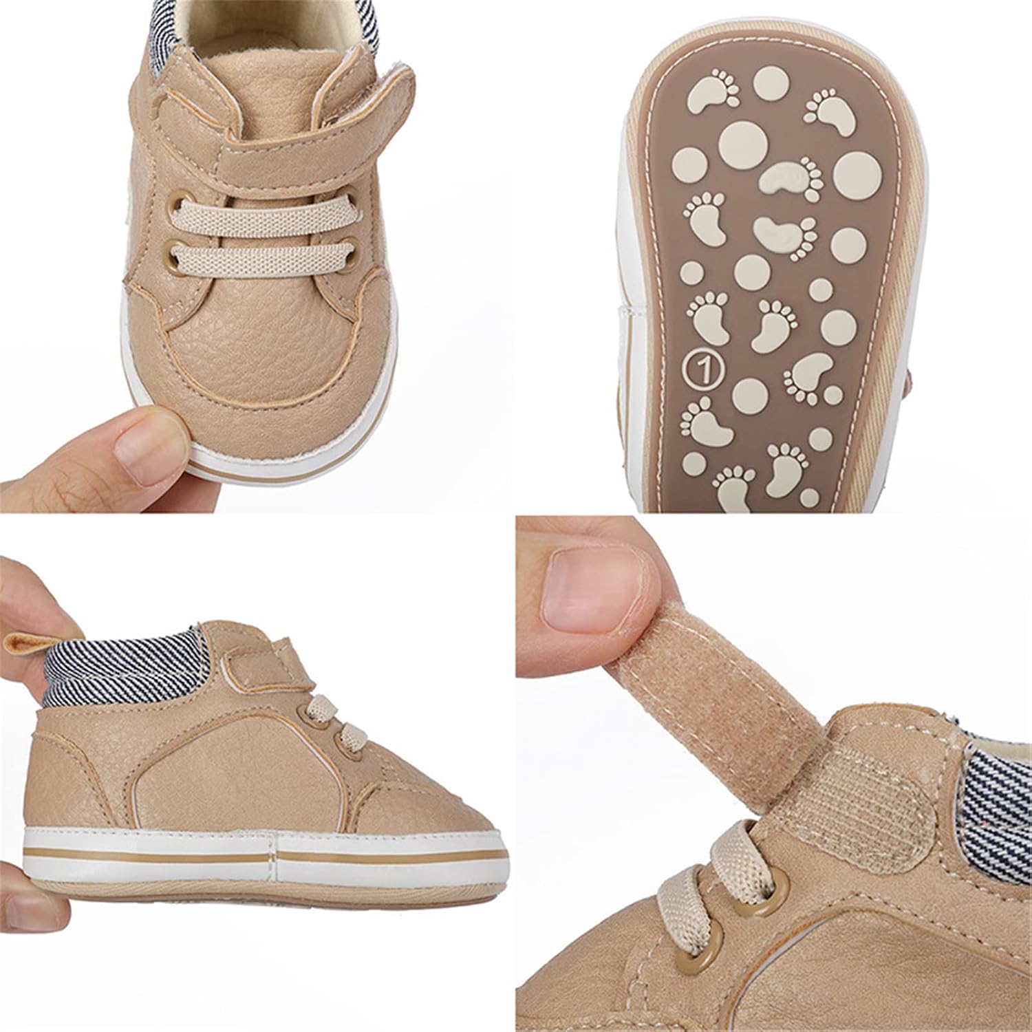 RVROVIC Baby Boys Girls Anti-Slip Sneakers Soft Ankle Boots Toddler First Walkers Newborn Crib Shoes