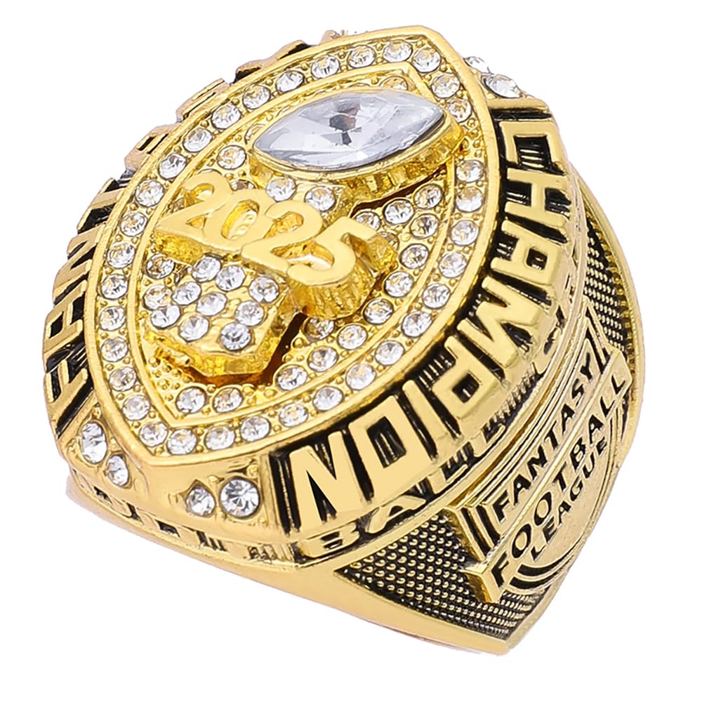guancrown 2025 Fantasy Football Championship Ring Award Prize Trophy Sports Winner FFL Champion Ring With Box (size 12 with free box)