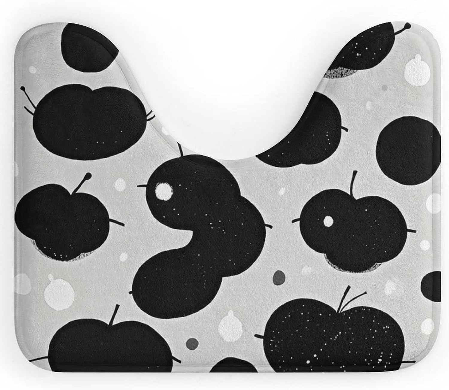 NWGHM U Shaped Pedestal Mat, Black White Dots Non Slip Bath Mat for