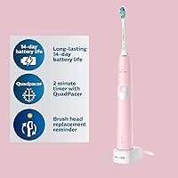 Vista 4 de Philips Sonicare ProtectiveClean 4100 - Cepillo de dientes eléctrico recargable, control de placa, rosa pastel, Phi0304, 1 unidad