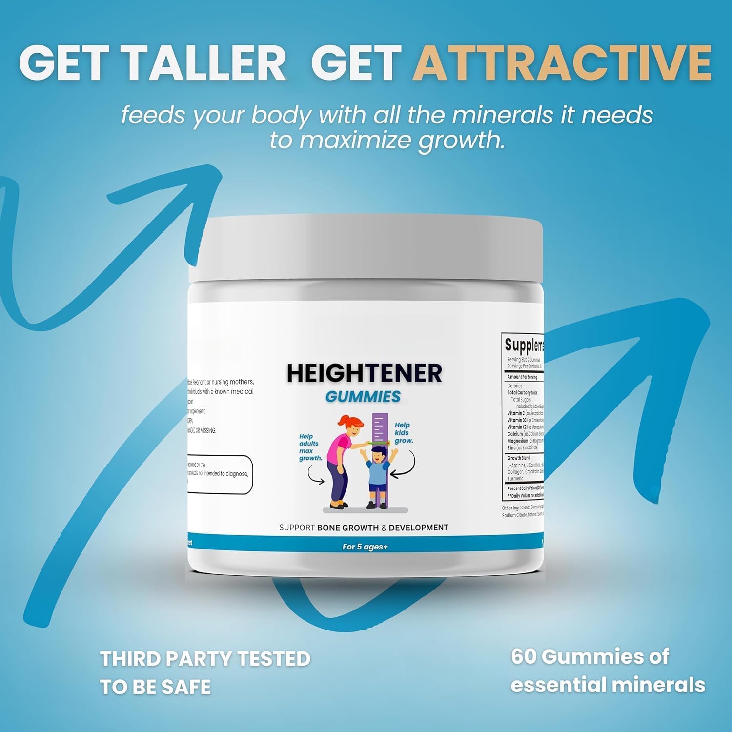 Nouveaux gummies pour augmenter la taille - aidez les adolescents et les adultes à grandir efficacement et naturellement, accompagnez-les de manière naturelle et ne manquez pas le moment d'or！