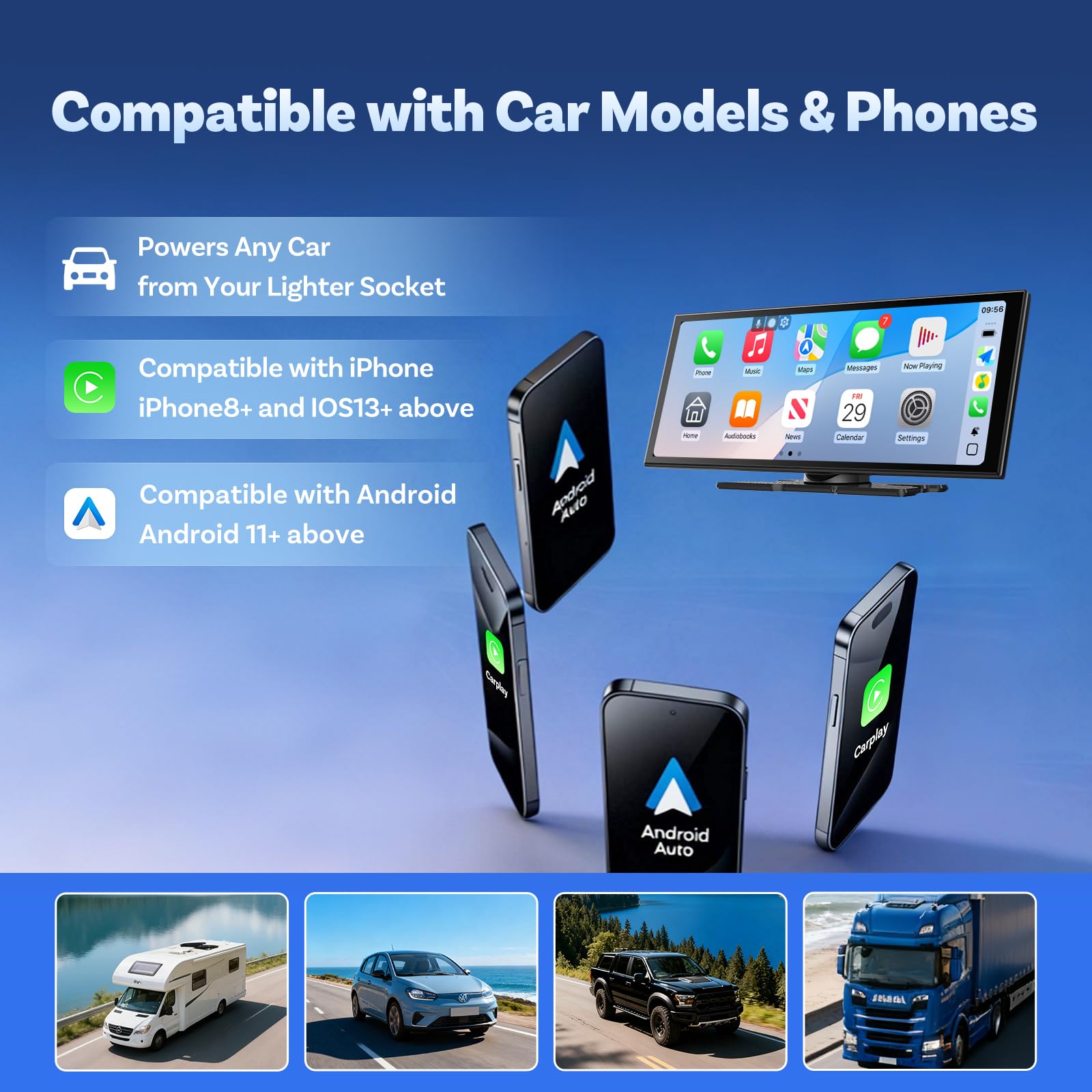 OTTOCAST Ottoscreen AI, Wireless CarPlay Android Auto Display 11,4 Pollici Schermo per Auto Car Play con Telecamera di Retromarcia, con Navigazione Bluetooth FM, Android 15 OS