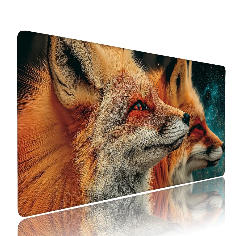 Alfombrilla de Mouse para Juegos, Giallo, XXL, Antideslizante, Impermeable, Diseño de Volpe, Extendido, Grande, 1200x600x3mm, para PC, Laptop, Ufficio, Famiglia d-578