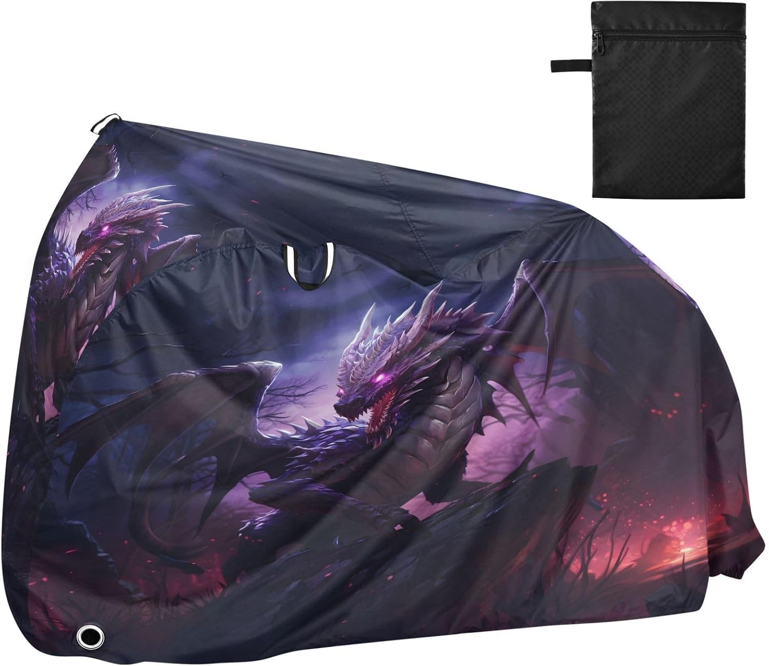 ALAZA Dragon at Night Bike Cover Waterproof Outdoor Ebike Bicycle Covers Tarp Protection for 1/2 Bikes, Sun UV Dust Wind Proof