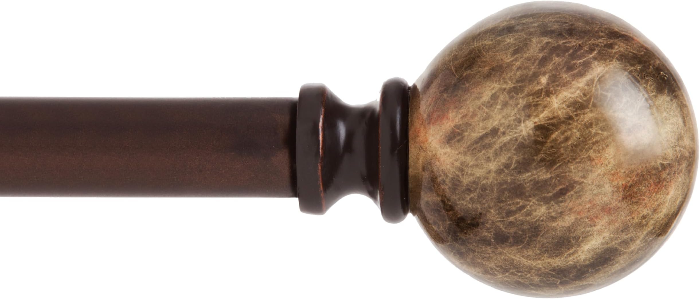 Kenney KN80437 Marble Ball End Standard Decorative Window Curtain Rod, 66-120" Adjustable Length, Brown Finish, 3/4" Diameter Steel Tube
