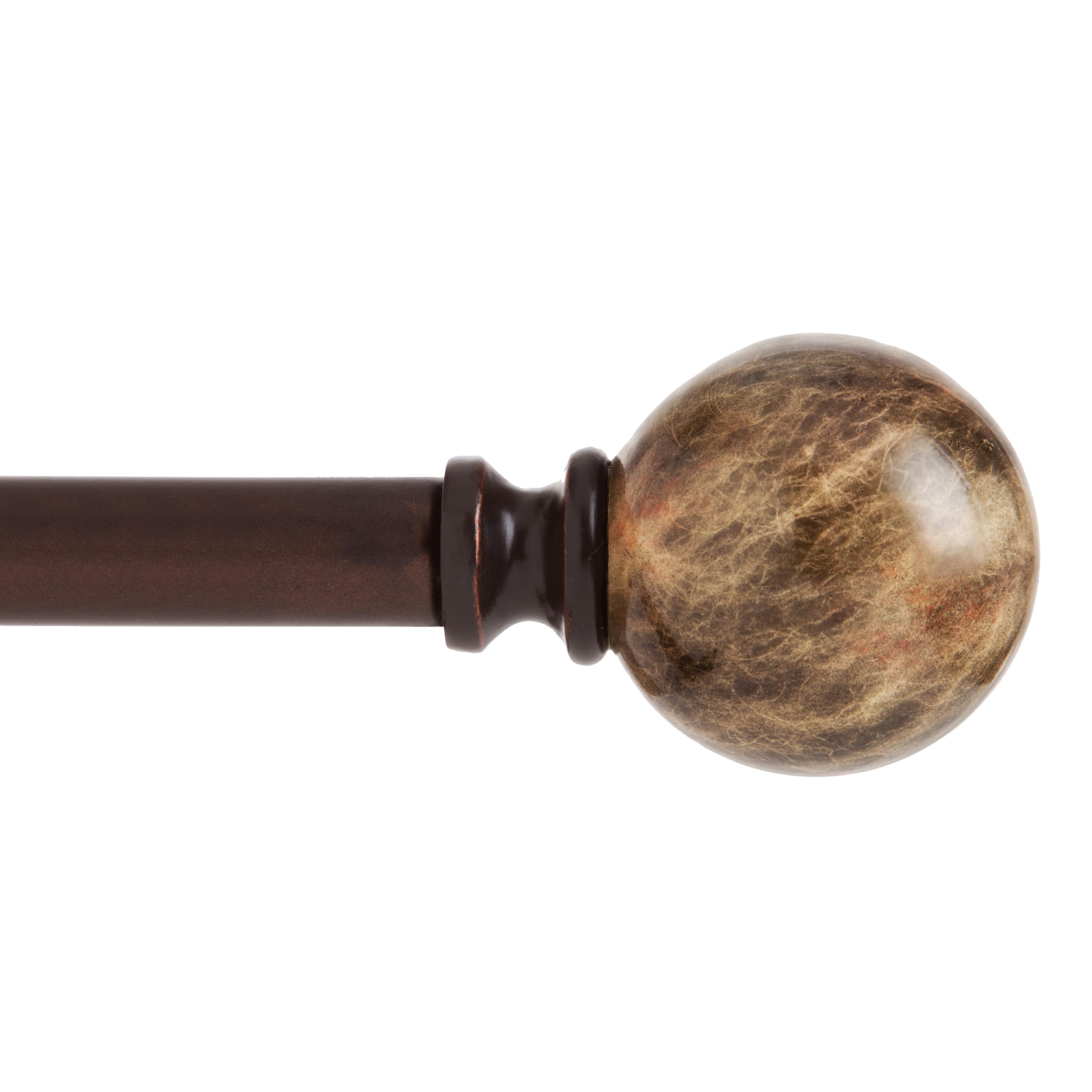 Kenney KN80436 Marble Ball End Standard Decorative Window Curtain Rod, 36-66" Adjustable Length, Brown Finish, 3/4" Diameter Steel Tube