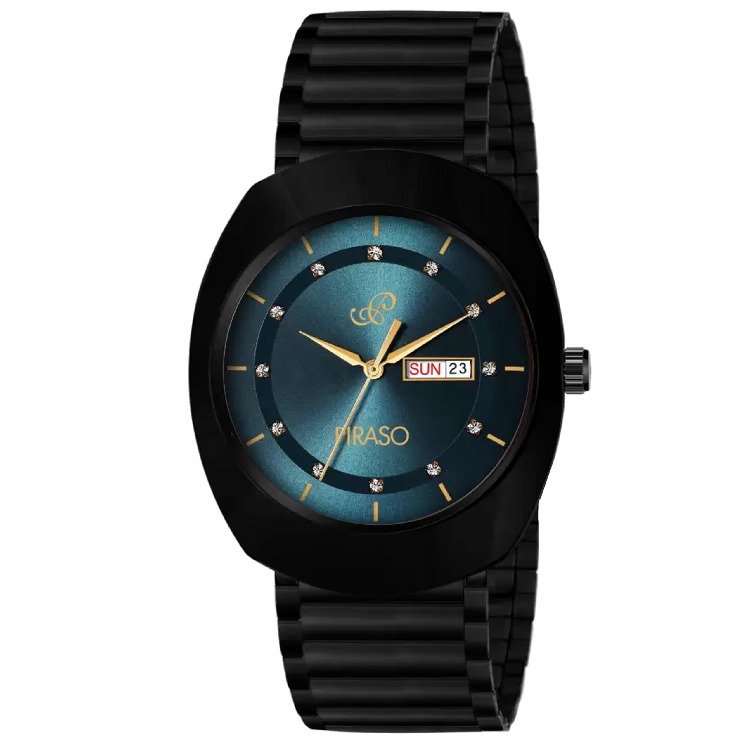 PIRASO Premium Date Display Dial & Stainless Steel Chain Analog Watch for Men (Blue Black) (B0CVL6B552) Amazon Price History, Amazon Price Tracker