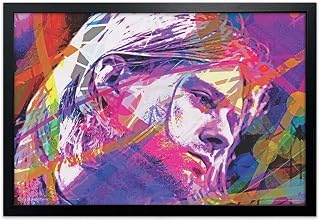 Scorpio Posters Kurt Cobain - Colors by David Lloyd Glover Artist Rendtion Poster - Officially Licensed - 36" x 24" with Frame Black Color