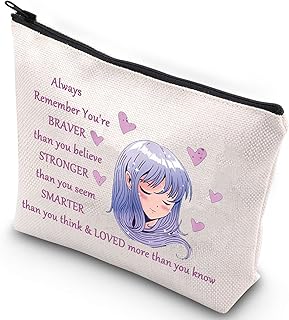 Amine Girl Cosmetic Bag Anime Fans Gift You Are Braver Stronger Smarter Than You Think Japan Anime Makeup Zipper Pouch Bag For Women Teen Girls (Always Amine)
