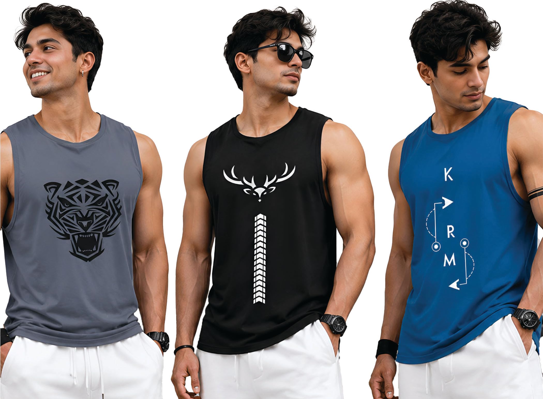 ausk Men Vest || Gym Tshirt for Men || Lion Printed Sleeveless Regular Fit T Shirt for Mens-picture-26