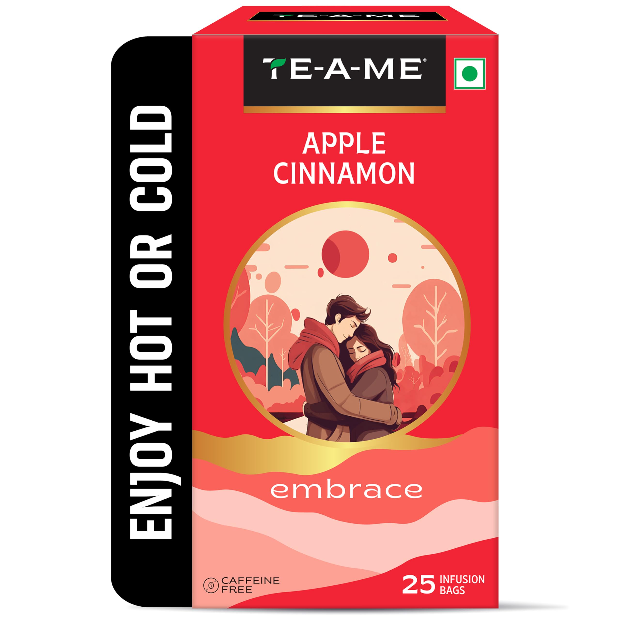 TE-A-ME Apple Cinnamon Tea - 25 Tea Bags | Fruit Tea Bags | Non Caffeine Tea | Sugar Free