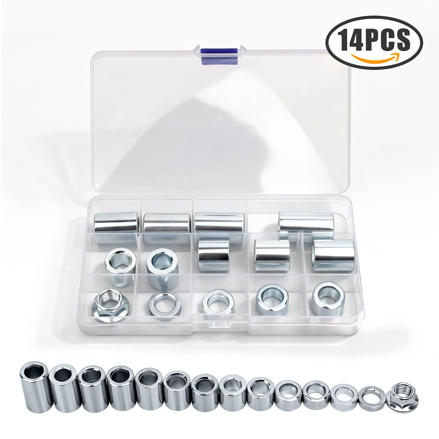 Mokuo M12 Steel Spacer 10.9 Bolt Strength Sleeve Bushings Compatible with 12MM Classic Axle,13Pcs Lenght:5mm-35mm