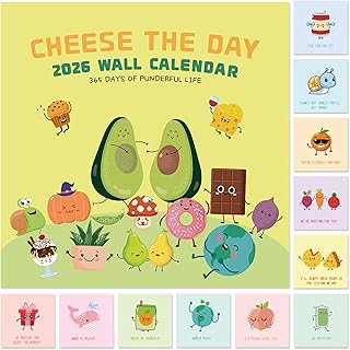 2026 Funny Calnedar - 2026 Wall Calendar with 365 Funny Puns, Cute Calendar 2026 from January to December 2026, 12'' x 12'' for Family, Friends