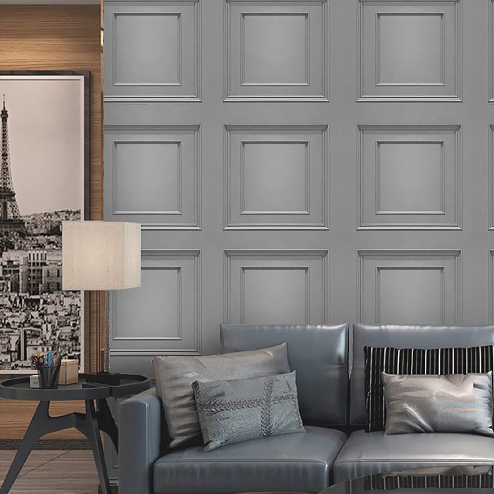 Grey Panel Wallpaper Wood Panelling Wallpaper 3D Wood Panel Effect Wallpapers Retro Tartan Neutral Art Deco for Living Room Feature Wall Bedroom Ceilings