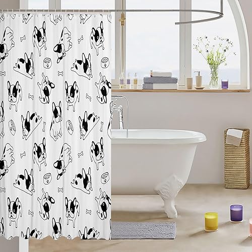 Miniatura 3 de Manfei Cortinas de ducha para niños con diseño de dibujos animados, con diseño de huesos y patas de perros, bonitas cortinas de baño para niñas,