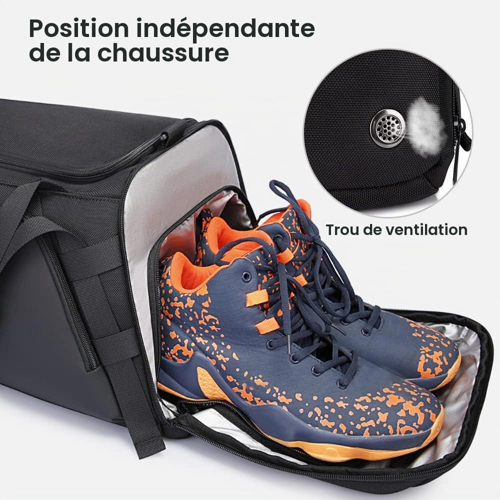 BANGE Sac de Sport pour Homme, Sac à Dos de Sport avec Poche de départ sèche et Humide avec Compartiment à Chaussures, Sac de Sport pour Voyage à Courte Distance pour Homme Femme…