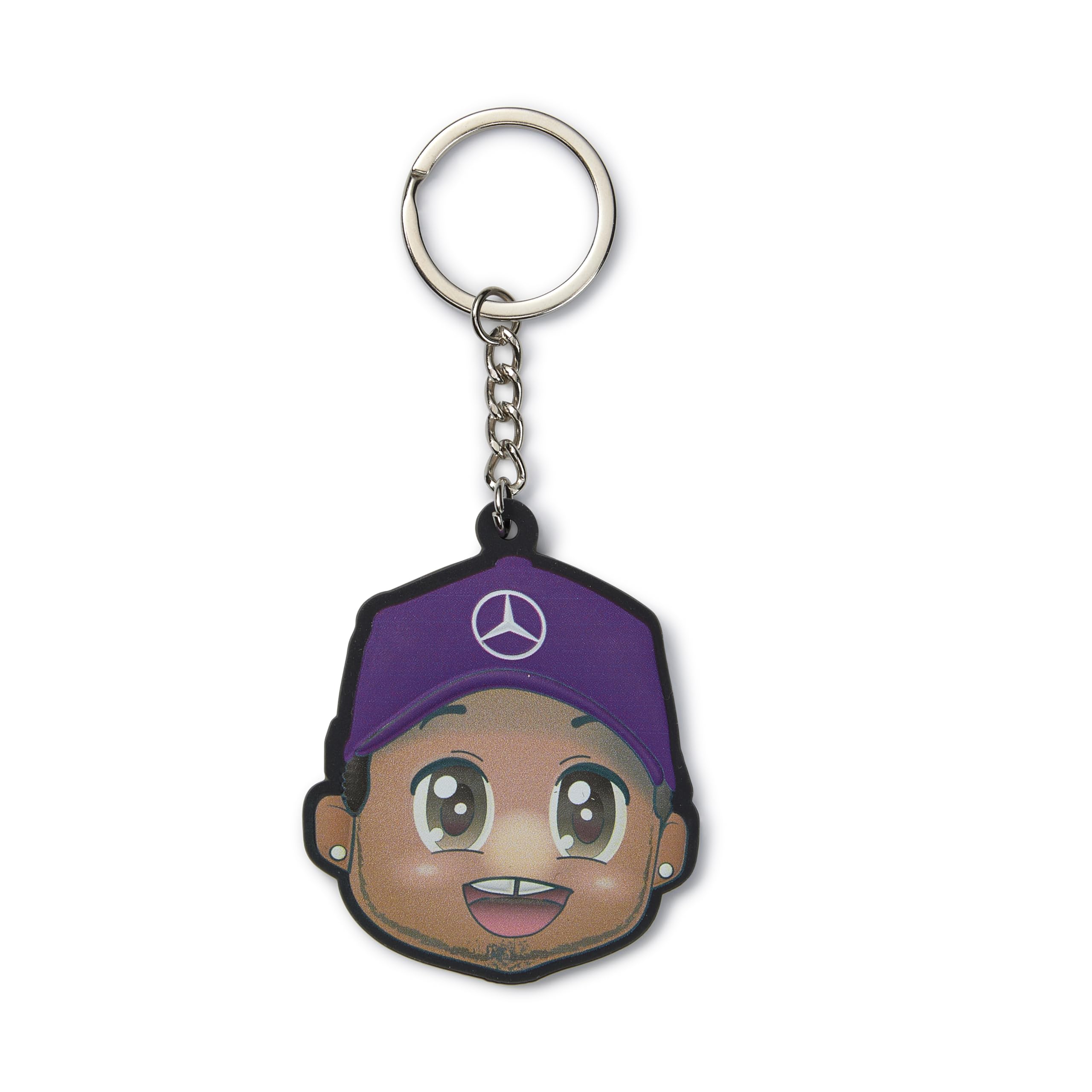 Mercedes Amg Petronas White F1 Lewis Hamilton Caricature Keyring - Neon