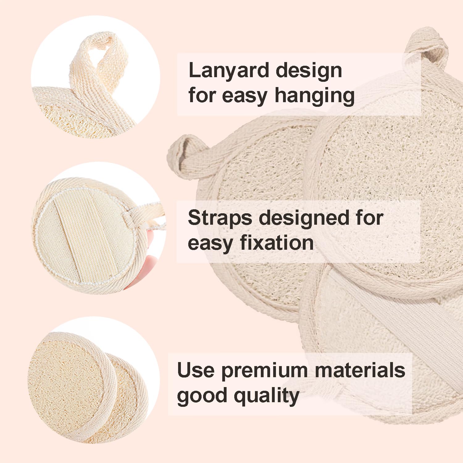 4 szt. Loofah Pad Scrubber Scrubber Face Exfoliating Loofah Pad, naturalne podkładki z gąbki luffa, ręcznik kąpielowy z luffa, złuszczająca podkładka z gąbki luffa, do kąpieli pod prysznic, do masażu
