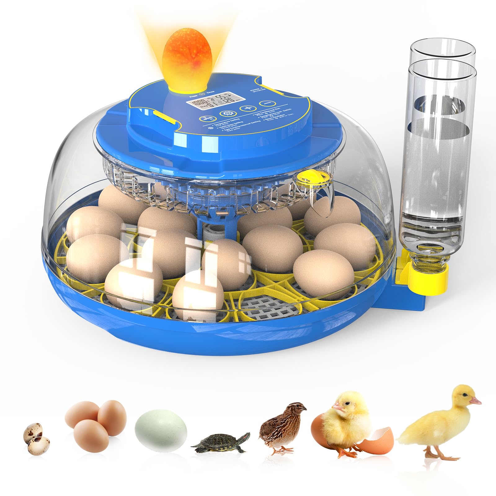 18 Egg Incubators with Automatic Eggs Turning and Humidity Control Temperature Display for Hatching Chicken Duck Quail Bird Farm Home Lab Classroom Use