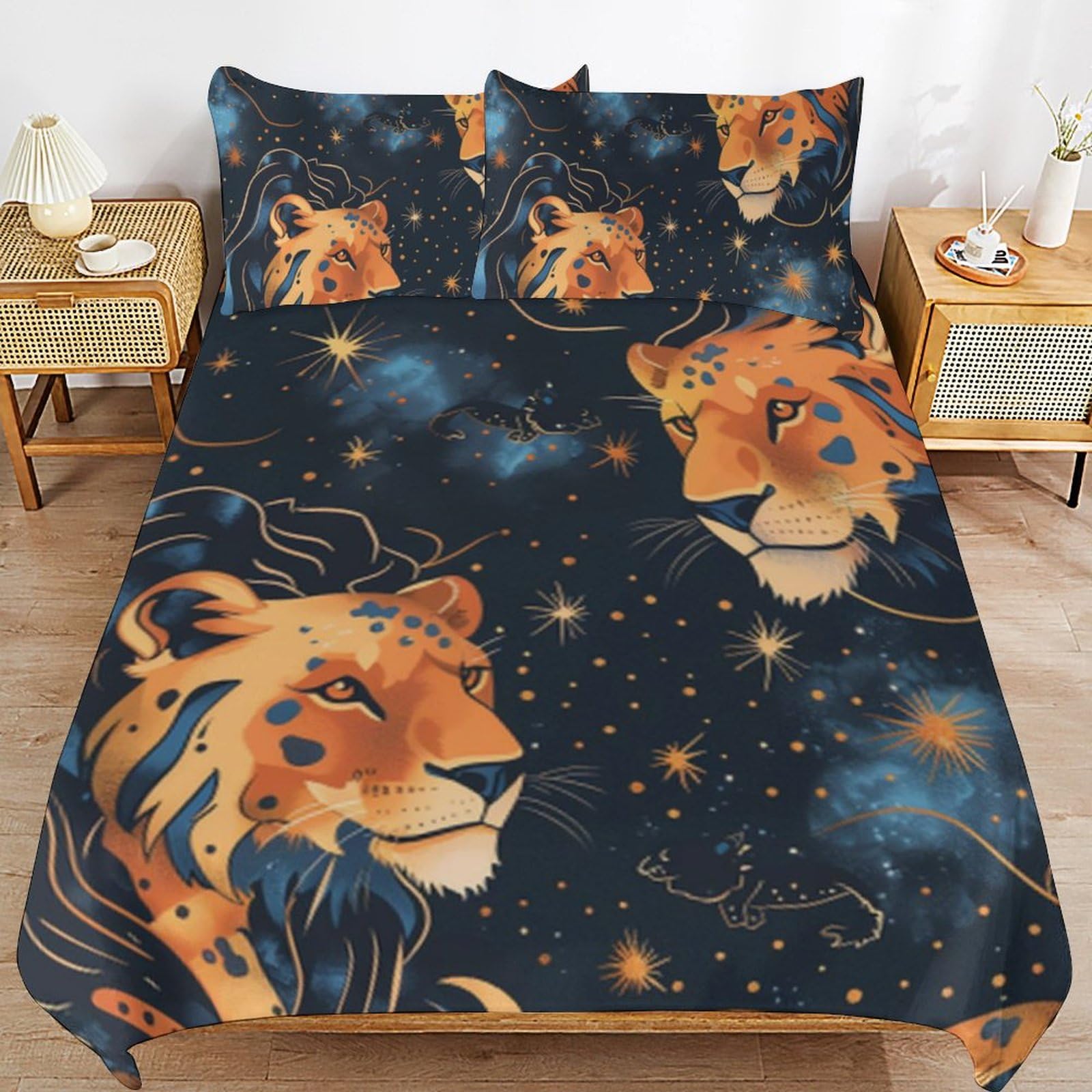 Juego de funda nórdica 3D de animales con estampado de león ultra suave
