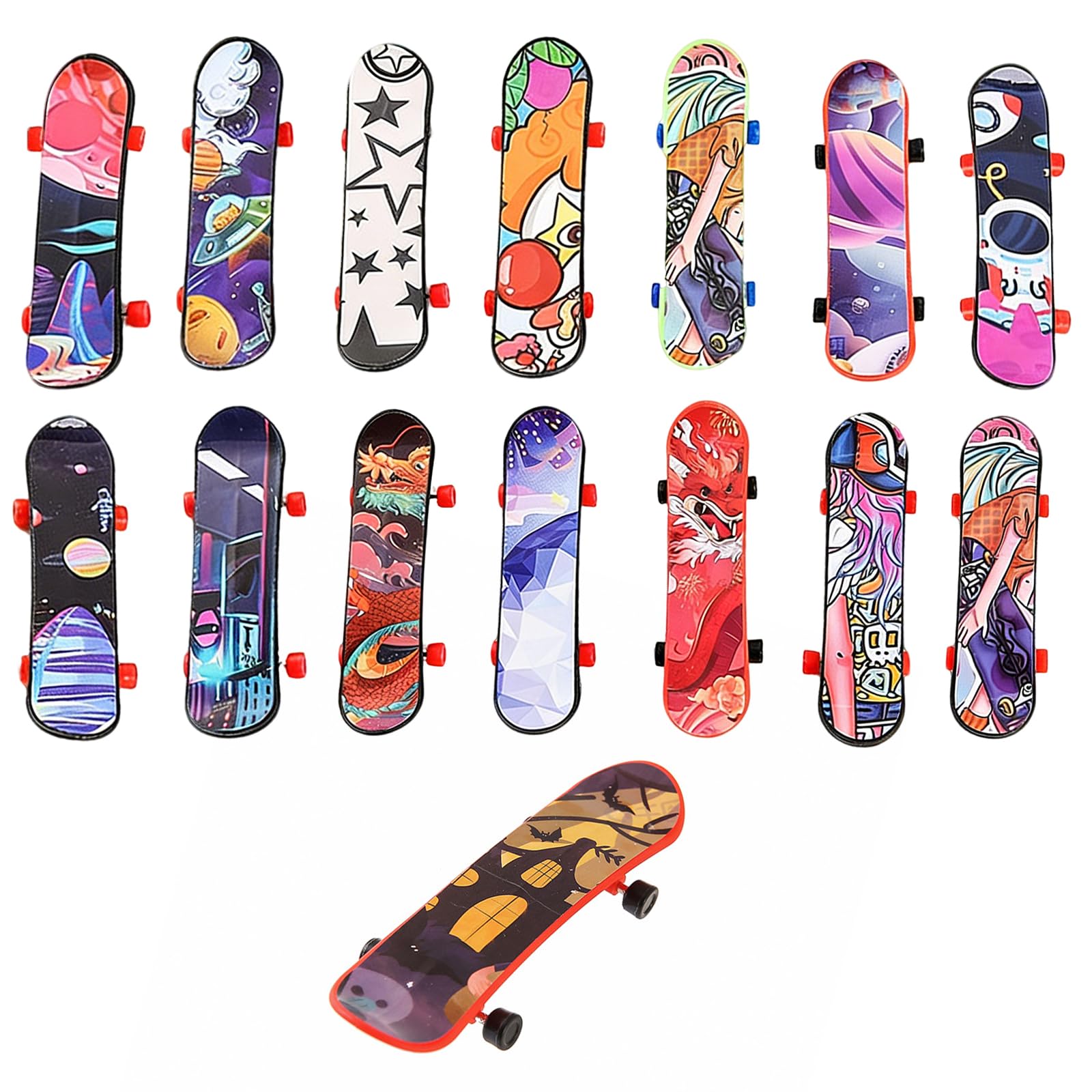 15 Pezzi Mini Skateboard da Dita, Skateboard Finger, Fingerboard Professionale Mini Skate per Dita Giocattolo per Gadget Compleanno Bambini Regalino Fine Festa Compleanno, Stili casuali