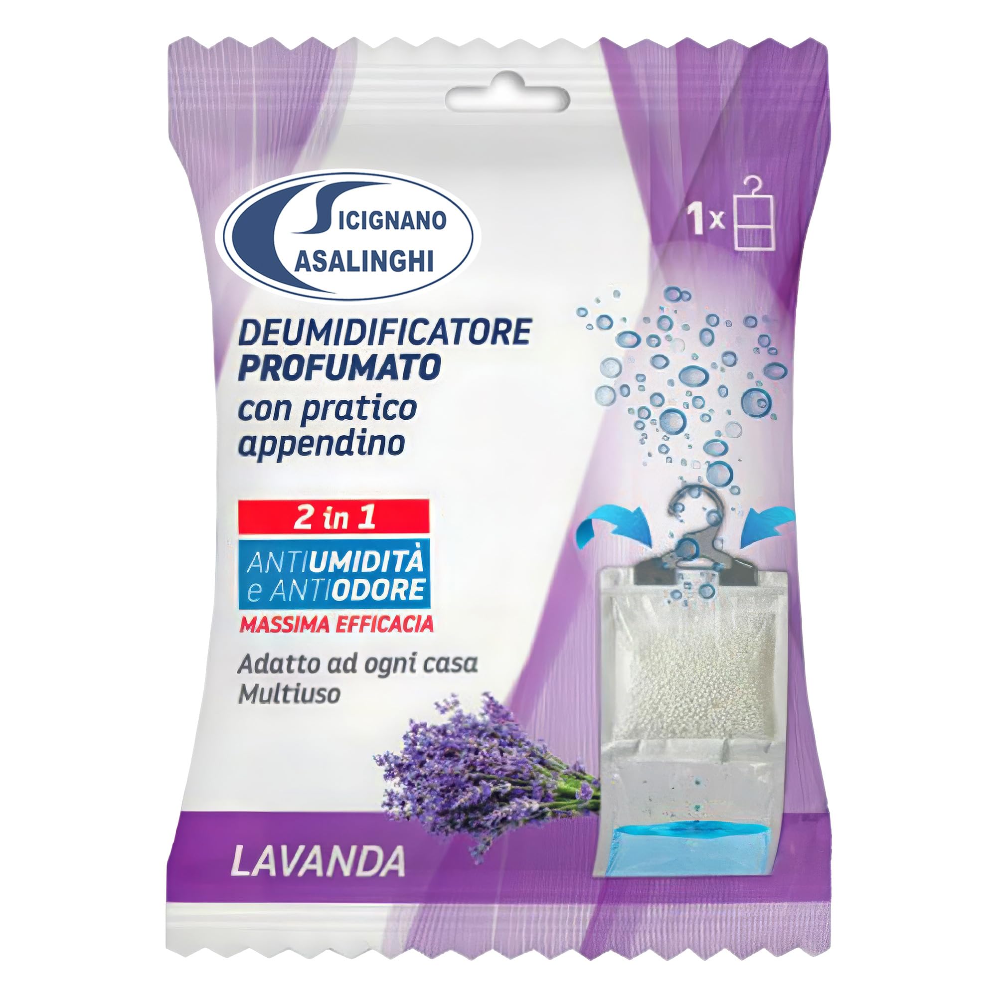 Sicignano | Set 10 Deumidificatori con Appendino 2 in 1, Anti-Umidità e Anti-Odore, Capacità 500 ml, Ideale per Armadi e Ambienti Domestici, Fragranza Lavanda