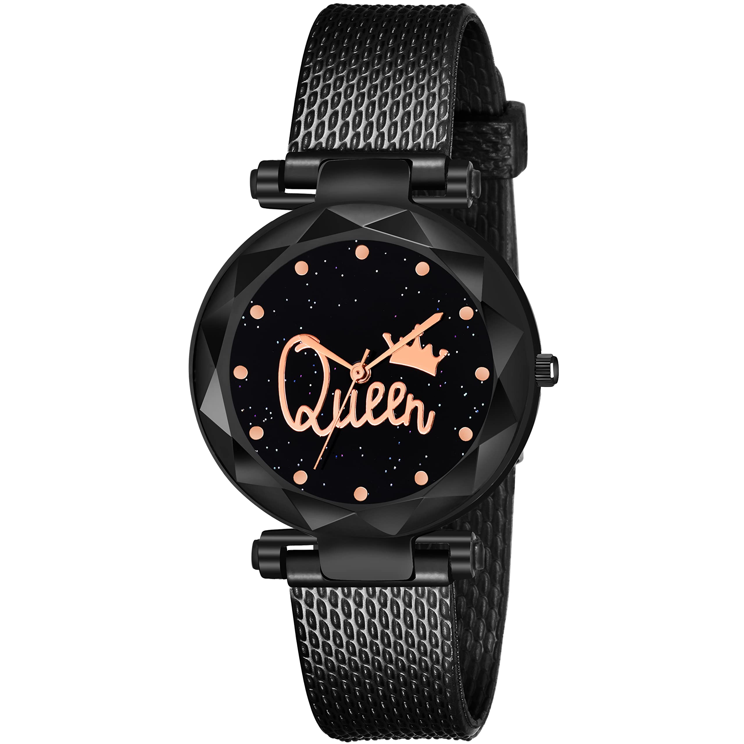 KIARVI GALLERY Black Queen Dial PU Strap Analog Girls and Womens Watch (Black Colored Strap) (B09SYCGJNL) Amazon Price History, Amazon Price Tracker