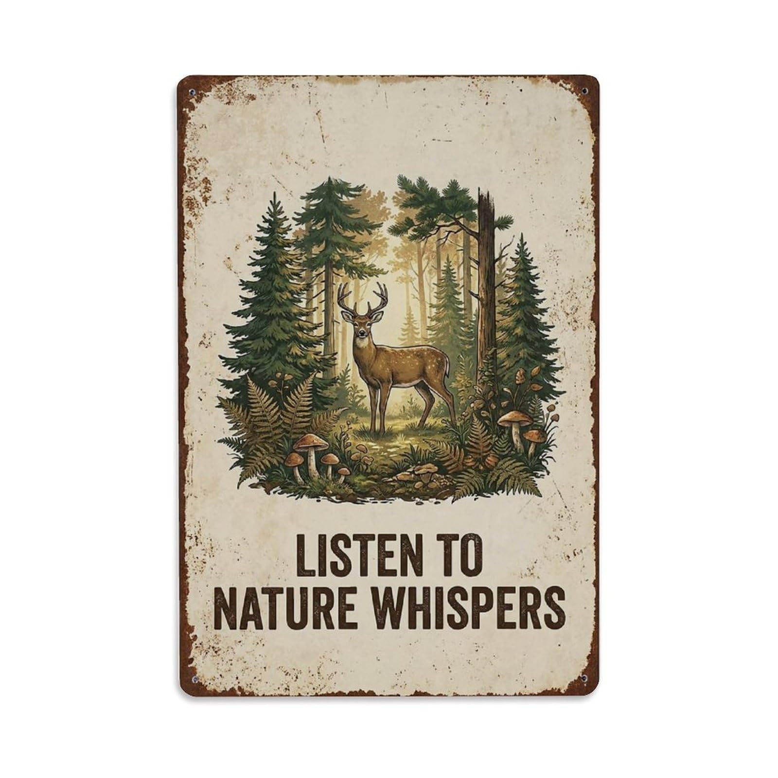 Listen To Nature Whispers Forest Metal Tin Sign