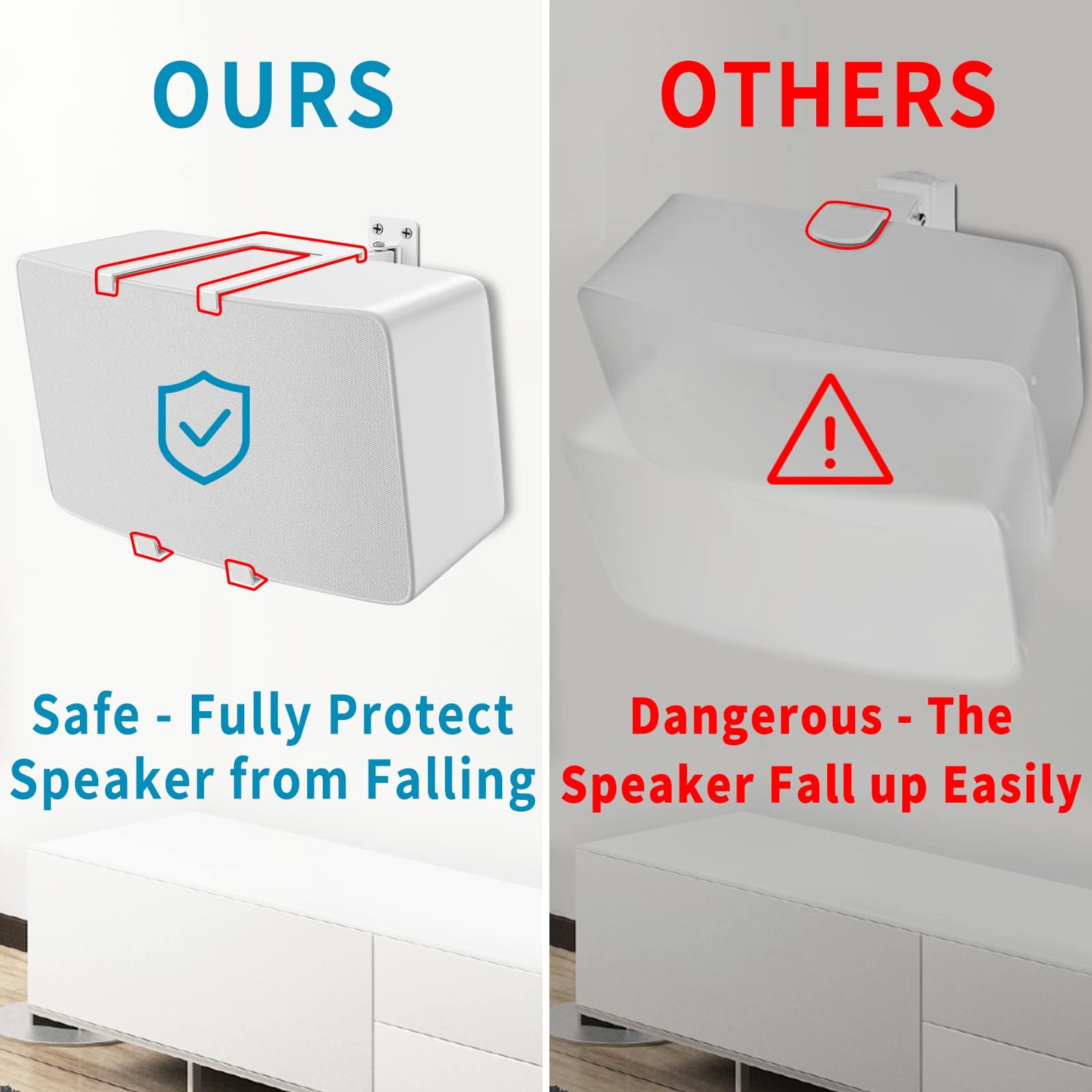 Dinghosen Supporto da parete per altoparlante Sonos Five & Play 5 Gen 2, staffa regolabile inclinabile e girevole per Sonos Play:5 e Sonos Five, bianco