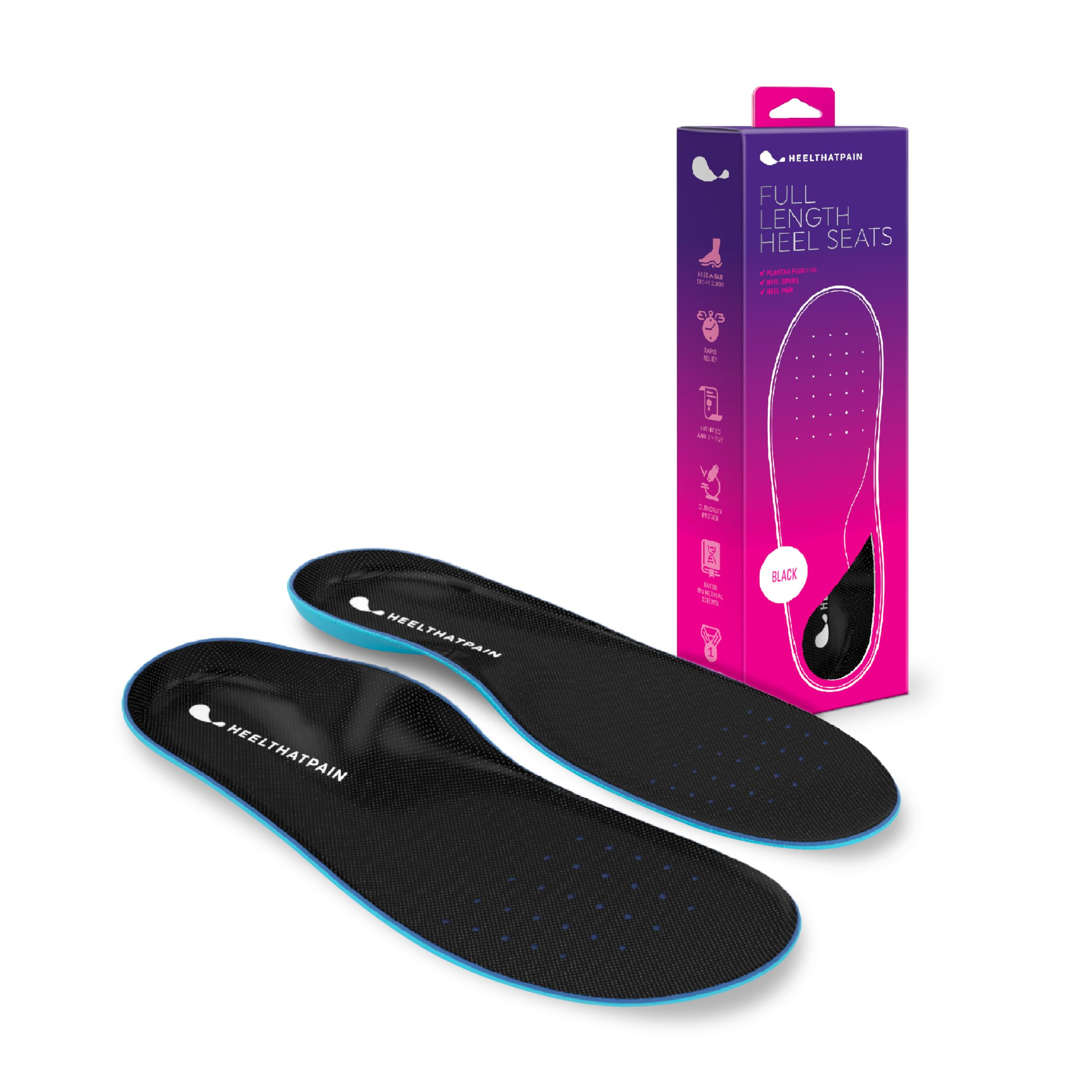 Heel That Pain® High Arch Sole Seats® Insoles for Plantar Fasciitis, Heel Spurs and Heel Pain with Fascia-Bar® Technology, Orthotic Inserts (Small)