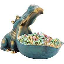 aboxoo Hippo Statue,Large Hippopotamus Figurine Home Sculpture with Resin, Hippo Candy Jar, Candy Dish Bowl for Office Desk, Key Bowl for Entryway Table,Container Storage Art Decor BoxDark Blue