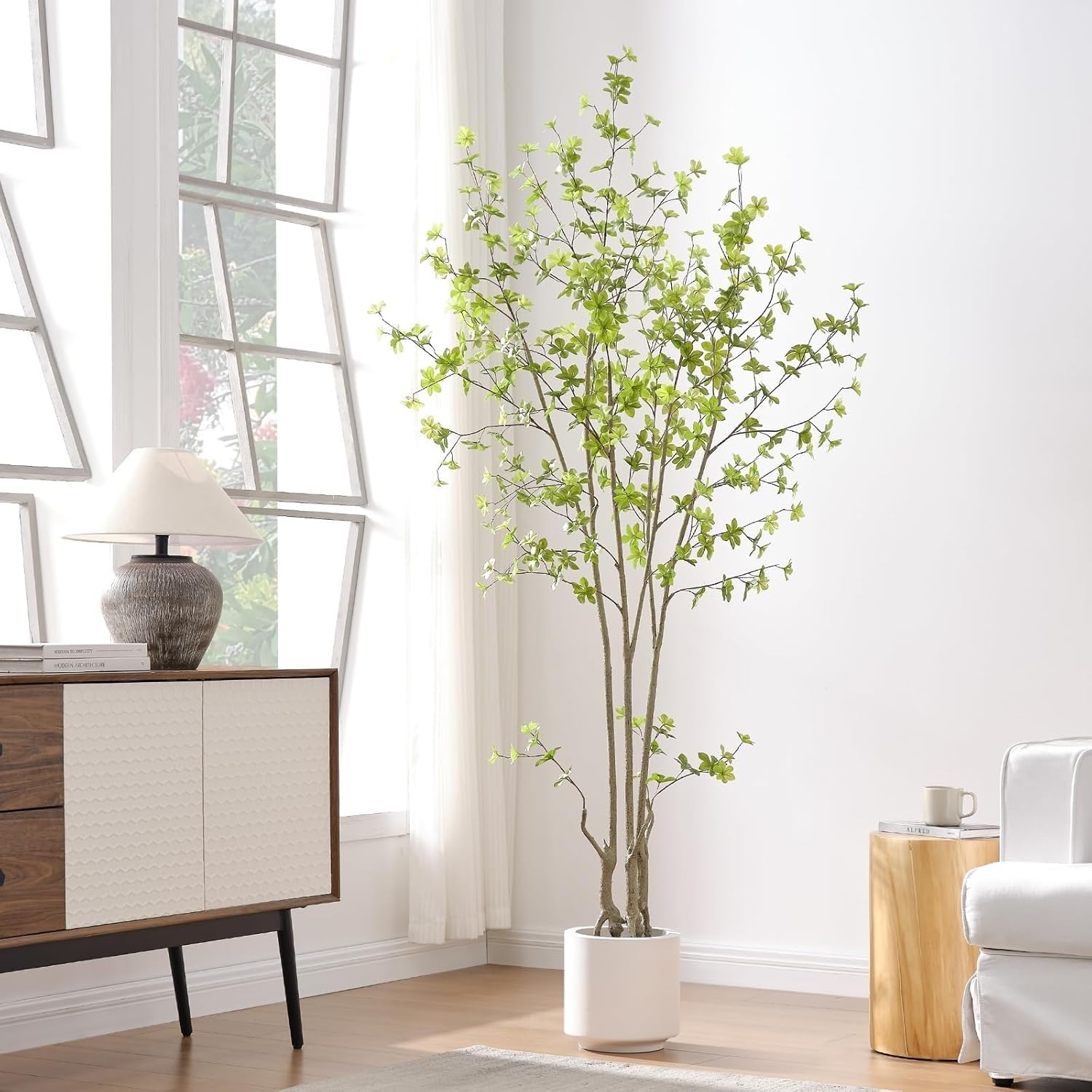 6/7/8ft Artificial Ficus Tree,Vibrant Lush Faux Ficus Tree for Modern Home & Office Decor(8ft)