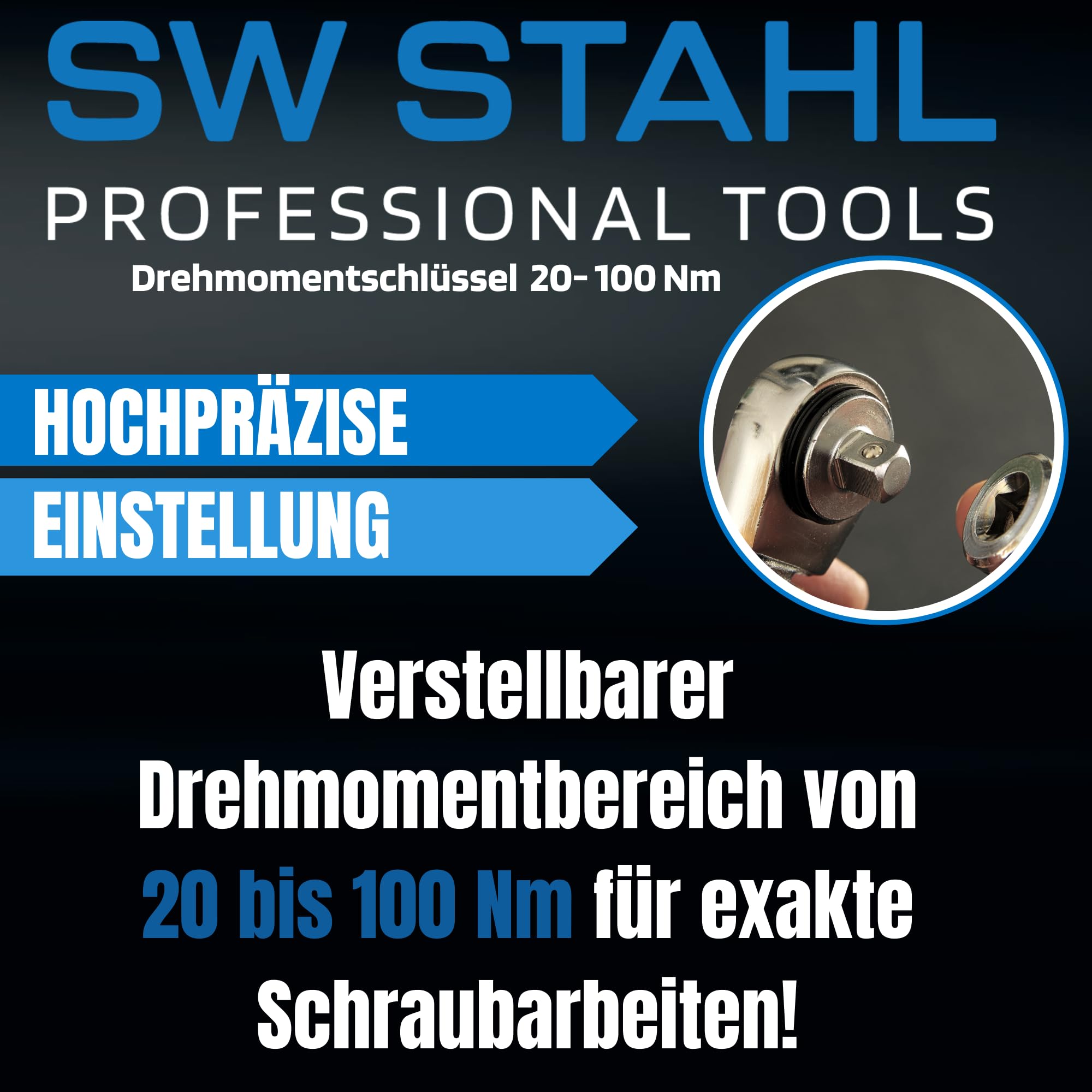 SW-Stahl 03873L Profesjonalny Klucz Dynamometryczny 1/2 Cala 20-100 Nm | Precyzyjne narzedzie do napraw aut i motocykli, czworokatny przepust, certyfikat kalibracji oraz ergonomiczny uchwyt 2K