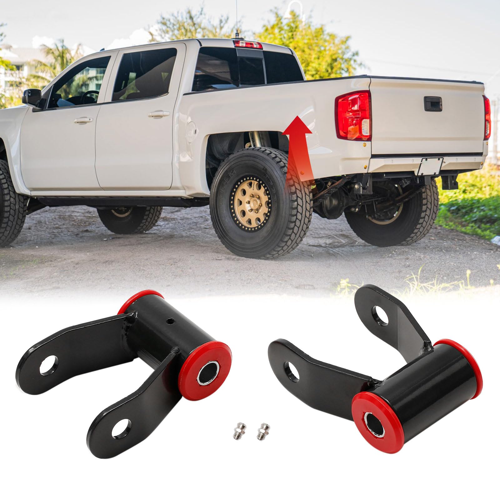 Photo 1 of Rear Lift Shackles, 1-1.5", Fits Silverado & Sierra 1988-2018 Chevy & GMC