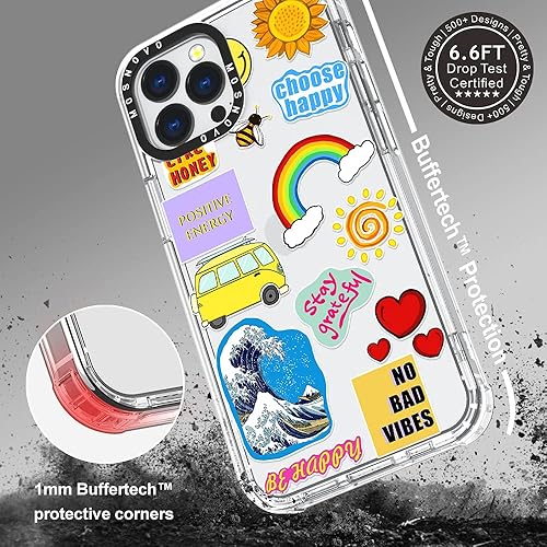 Miniatura 5 de MOSNOVO Funda compatible solo con iPhone 13 Pro Max de 6.7 pulgadas, diseño de buenas vibraciones, para niñas, mujeres y hombres, hecha de