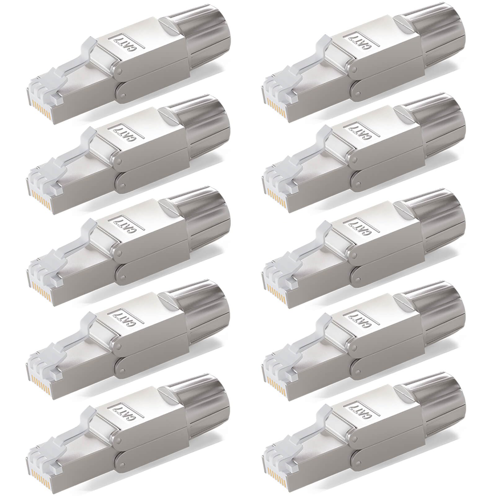 HB-DIGITAL Lot de 10 fiches réseau CAT.7 RJ-45 vers borne de coupe (LSA) *Contacts plaqués or (50u) * Connecteur LAN Gigabit à sertir sans outil pour câble de pose CAT8, CAT7, CAT6a, DSL, Internet