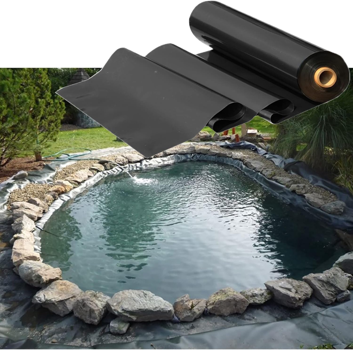 11.8 Mil Pond Liner, Black Waterfall Backyard Koi Pond Skins,for Ponds Lakes Waterfall Streams Fountains Water Gardens Retention Basins (Size : 3x8m/9.84x26.24ft) (1x8m/3.28x26.24ft)