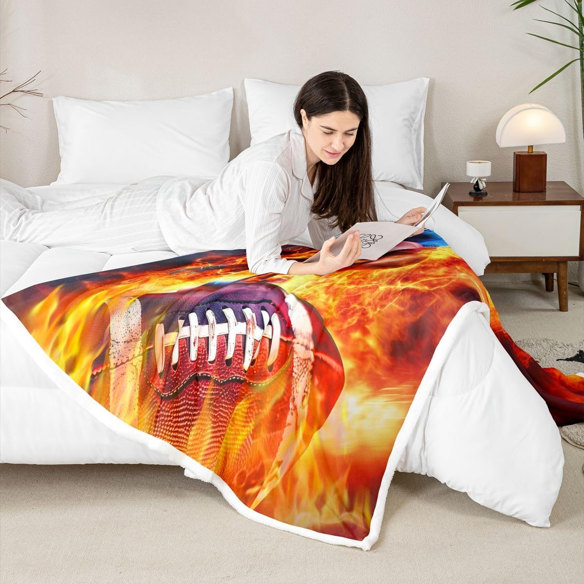 Erosebridal Football Throw Blanket 30"x40", Sports Theme Rugby Blankets Throws for Kids Boys Girls, Football Players Team Gifts Room Bedroom Decor, Cool Gaming Soft Fleece Blanket image 4