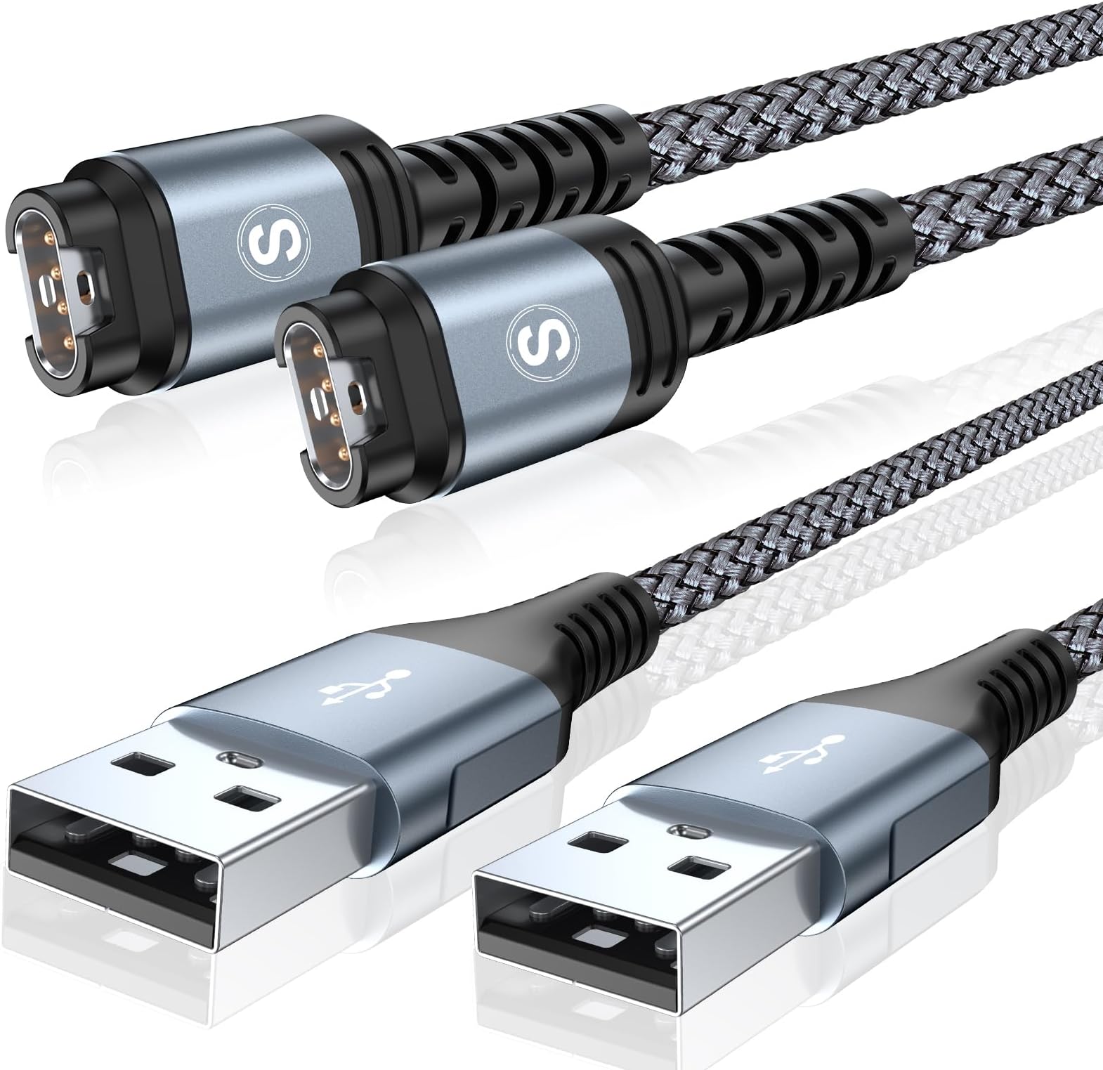 Garmin Watch Charger Cable [2-Pack,1.2M] Compatible with Garmin Fenix 8 7 7S 7X 6 6S 6X 5 5S 5X,Vívoactive 5 4 4S 3,Forerunner 965 955 45 45 45S 245,Venu 3 2S,Approach S10 S40 S60 G12 S12 S42