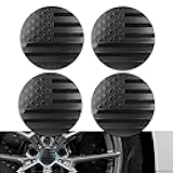 4PCS American Flag Car Wheel Center Caps, Wheel Center Cap Stickers, 56mm Vehicle Hub Caps Covers for Rims, Car Accessories Waterproof & Rustproof Wheel Hub Cap Decals Fit Cars (Black)