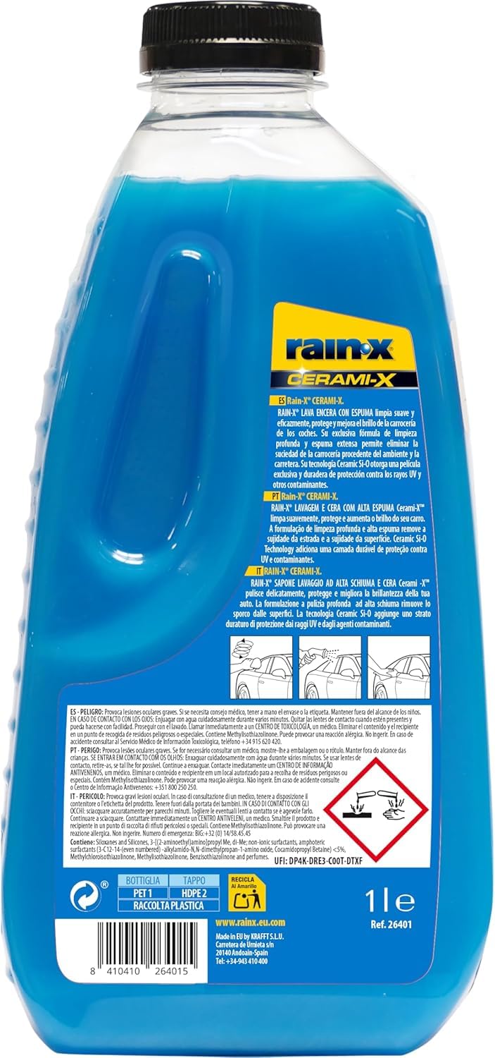 Rain-X Pro Cerami-X Lava Encera Con Espuma – Limpieza Profunda, Protección Cerámica y Brillo Duradero – Espuma de Alta Eficiencia – 500 ml
