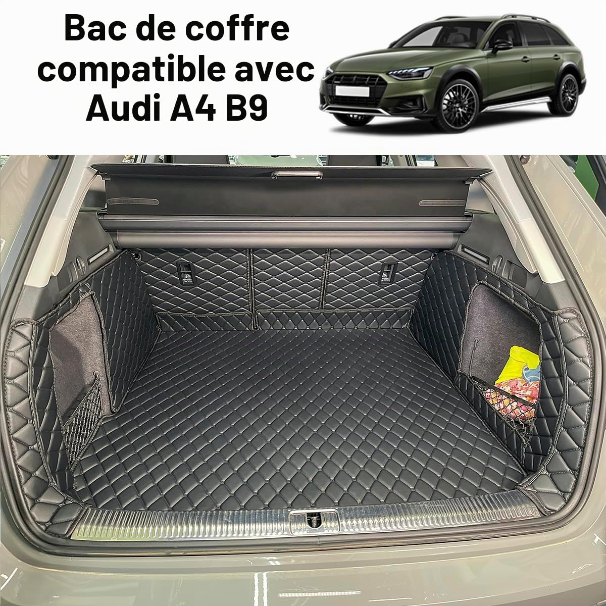 Tapis de coffre pour Audi A4 Avant 2015-2026 | (et panneaux latéraux arrière gauche et droit) Convient aux chiens