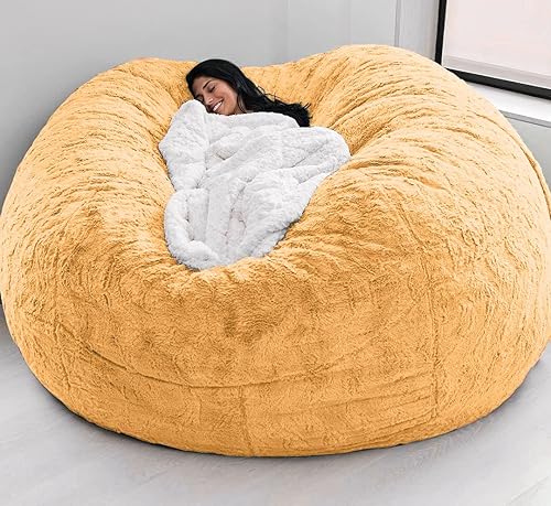 Miniatura 20 de Funda para silla tipo puf de piel gigante para niños y adultos, (sin relleno), muebles de sala de estar, grande, redondo, suave, esponjoso, de piel