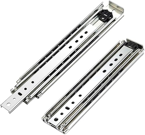 1 par de diapositivas industriales para cajones de 2.992in de ancho, rodamientos de bolas de montaje lateral, 3 secciones de extensión completa,