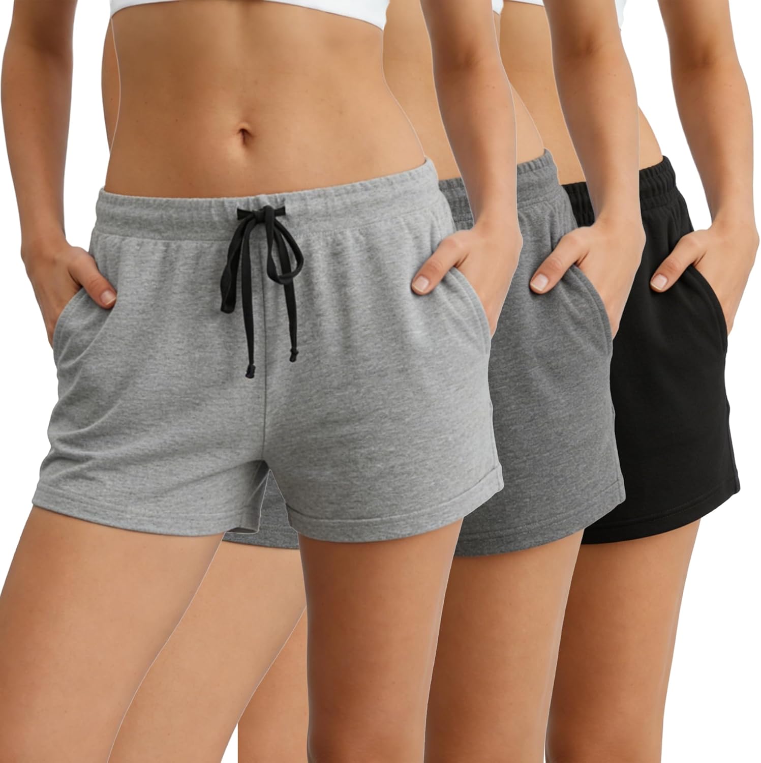 HEARTNICE Womens Cotton Pajama Shorts, Soft Sleep Shorts for Women Lightweight Lounge Pj Bottoms