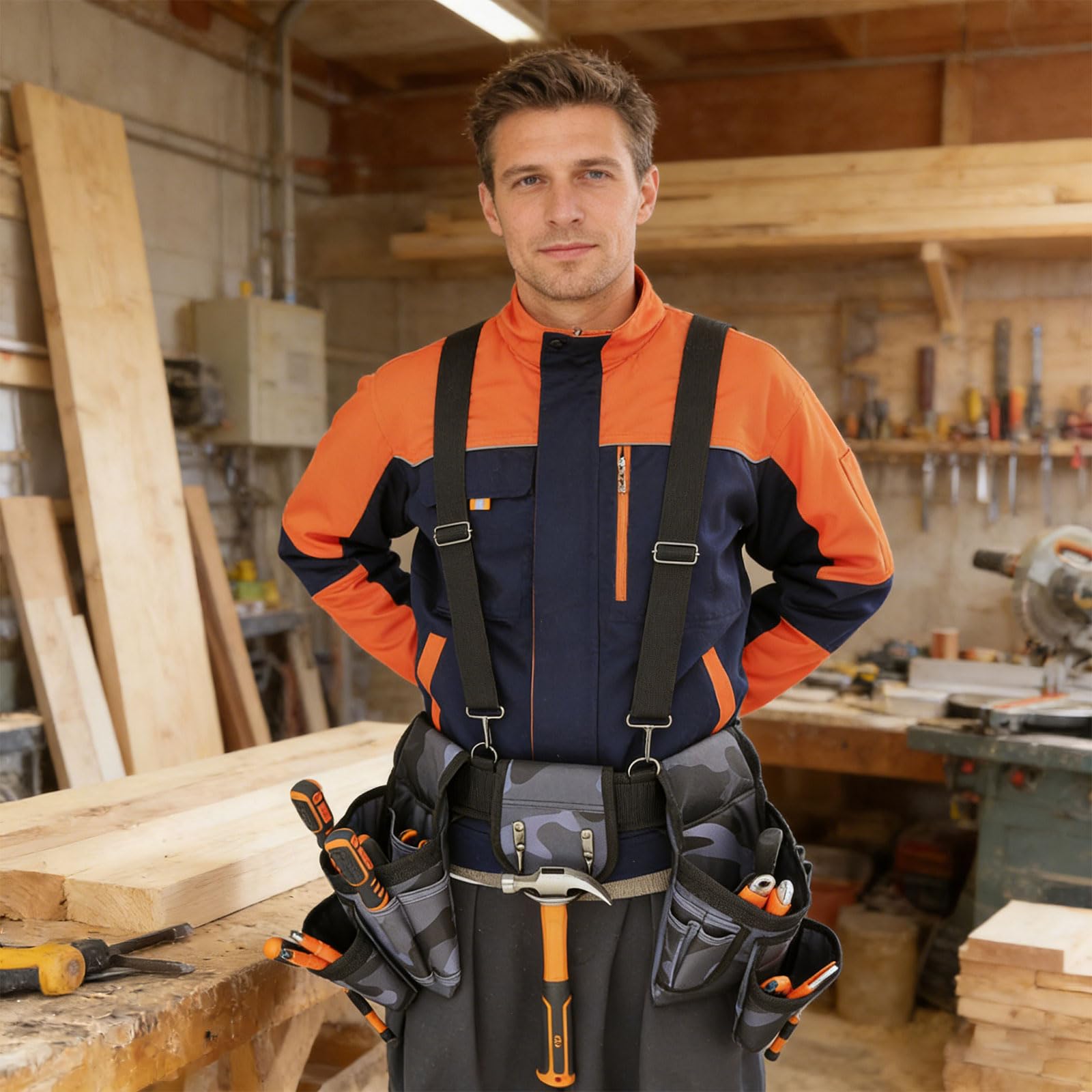 Cintura porta attrezzi ergonomica con comode tasche magnetiche Vestibilità personalizzabile e ampio spazio per riporre attrezzi Cintura flessibile per la spedizione degli attrezzi